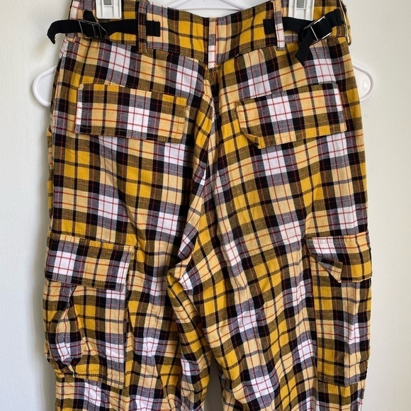 I.AM.GIA Keidis Plaid Cargo Pant Yellow Red Black size XS y2k clueless - Picture 8 of 8